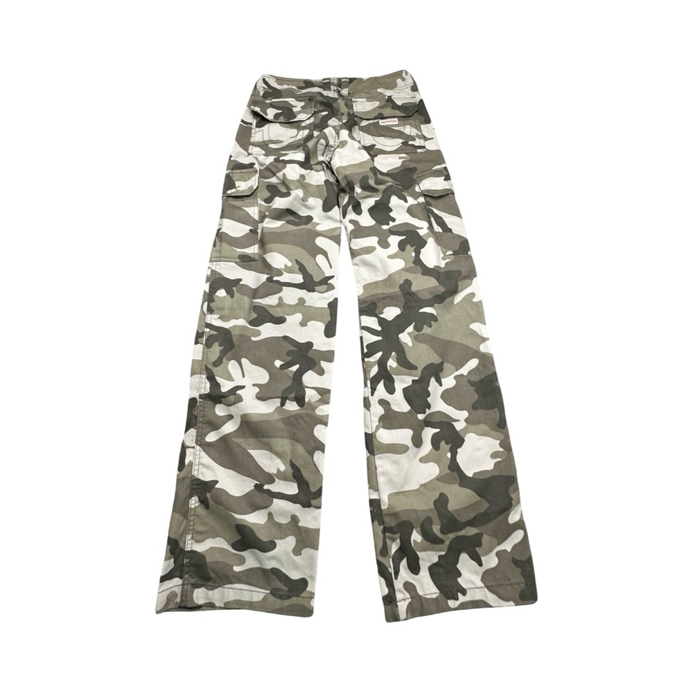 True Religion Cargo Pants Womens 26 Green Camo Wide Leg Utility Military Baggy - Picture 2 of 14